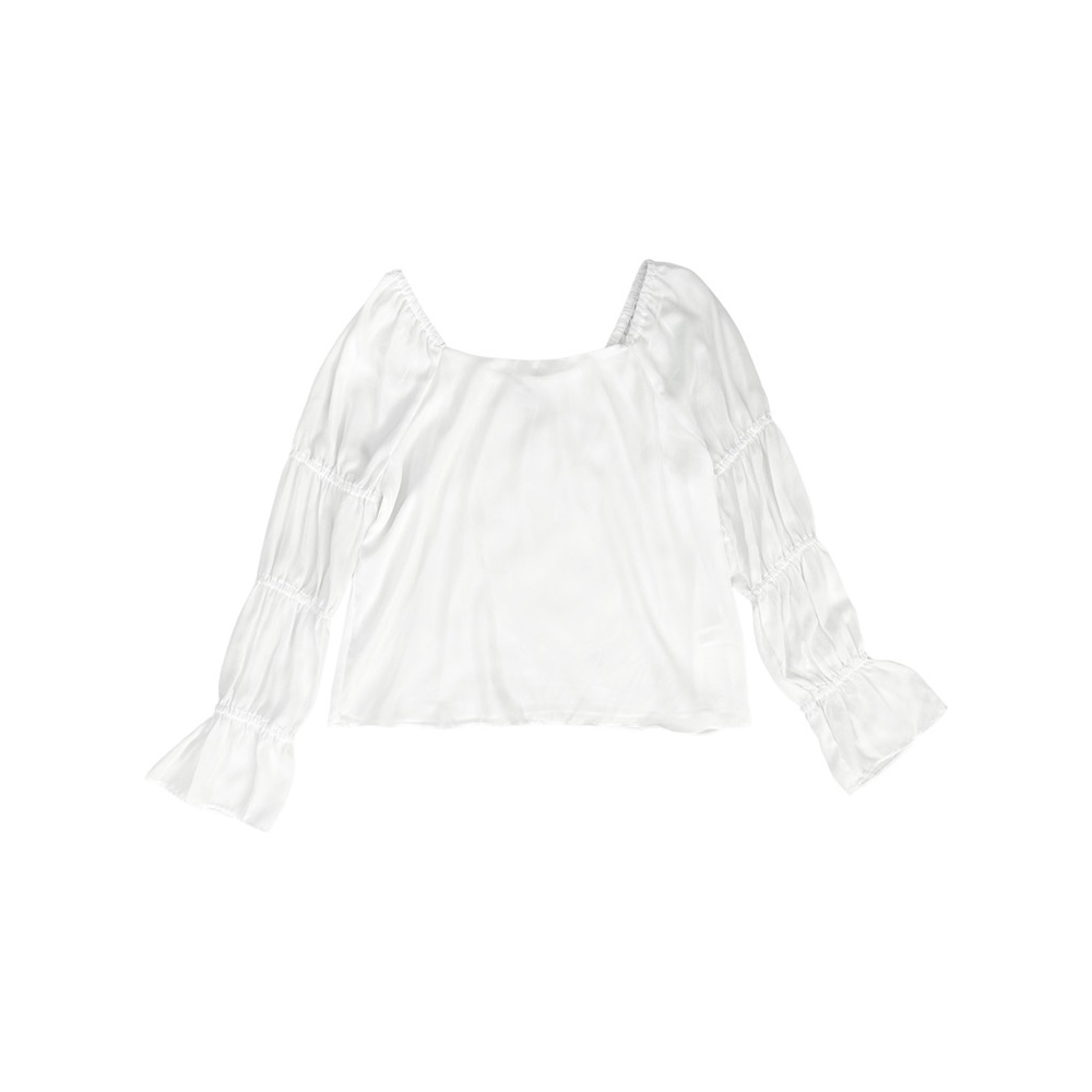 White Tiered Long Sleeve Blouse